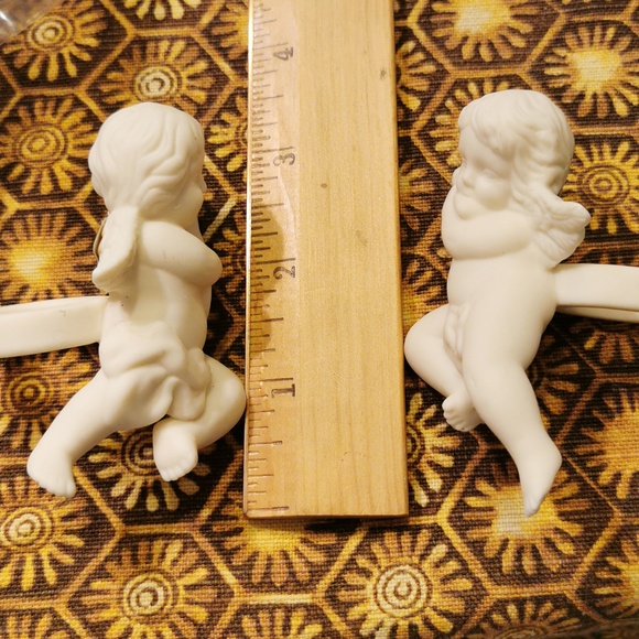 Pair Vintage Partylite Bisque Porcelain Cherub Angel Candle Followers / Huggers - Picture 13 of 14